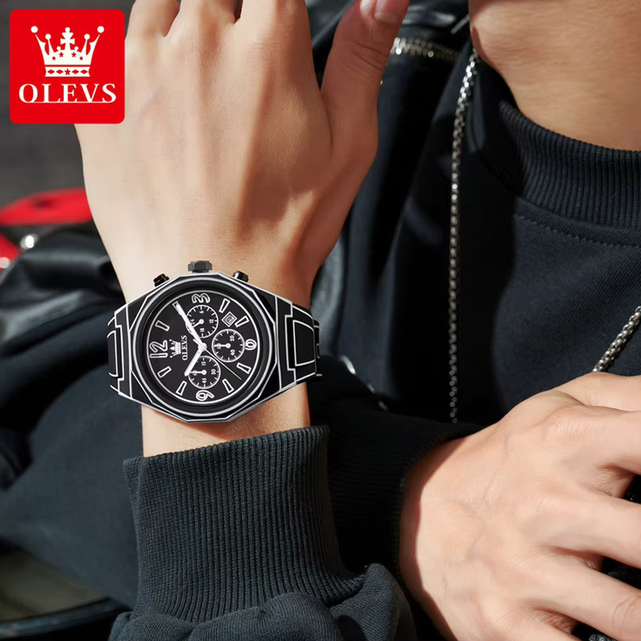 OLEVS Chronograph, Quarz, Silikonarmband, Herren - Bild 3