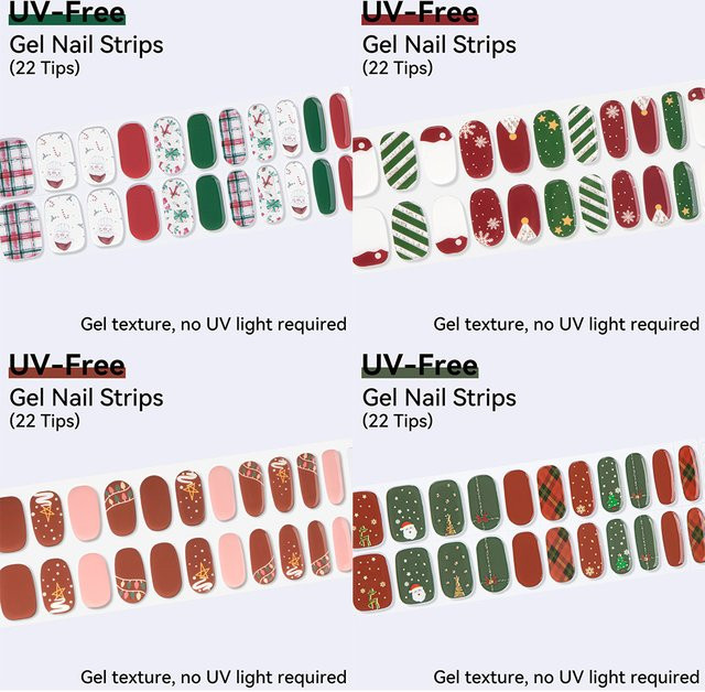 Clou Beaute Gel-Nagelstreifen, rot und grün, glänzend - Bild 1