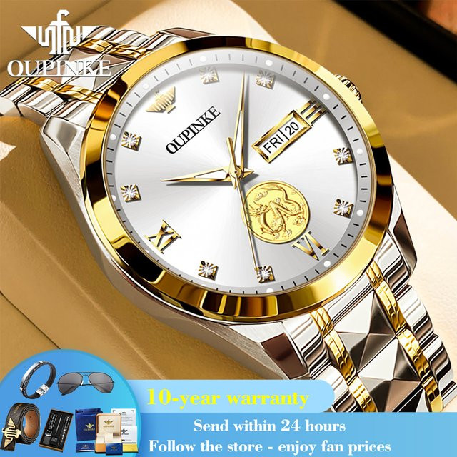 OUPINKE Armbanduhr, Automatik, Gold, Edelstahl, Herren - Bild 1