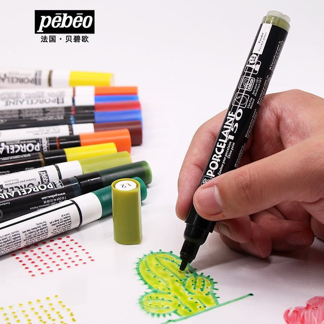Pebeo Porcelaine China Paint Marker mit feiner Spitze in Multicolour für DIY-Kunstprojekte, hitzebeständig sowie mikrowellen- und spülmaschinenfest - Bild 1