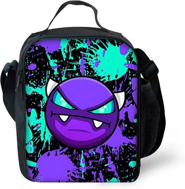 Fancy Style Studio Thermische Lunchbox für Kinder mit Geometry Dash Motiv, isolierte Picknicktasche, Mehrfarbig, B/T/H: 25 x 20 x 5 cm - Bild 1