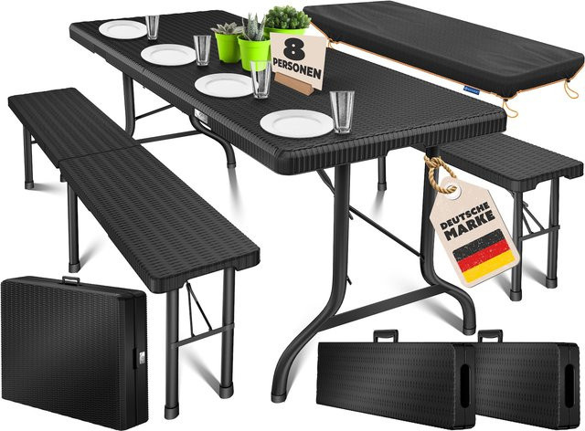 KESSER Bierzeltgarnitur 3-teilig aus Kunststoff mit Tisch und 2 Bänken, klappbare Gartengarnitur für drinnen und draußen, B/T/H: 183 x 76 x 74 cm - Bild 1