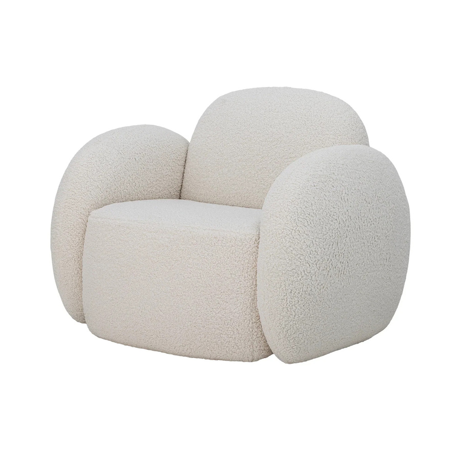 Bloomingville Loungesessel Zanno in Weiß mit Teddy-Bouclé und Holzgestell - Bild 1