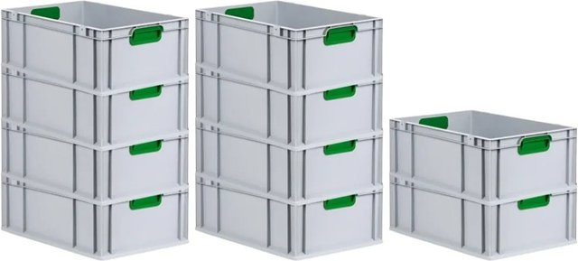 PROREGAL Spar Set 10x Eurobox Nextgen Color Transportboxen mit Griffen und verstärktem Boden, Farbe: Grün, H x B x T: 22 x 40 x 60 cm, 44 Liter - Bild 1