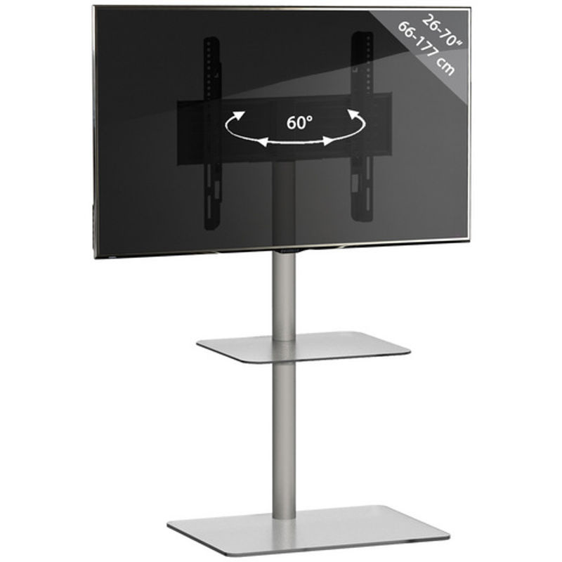 VCM TV Standfuß Alani schwenkbar in Silber aus Stahl und Aluminium mit ESG-Sicherheitsglas für Fernseher 26-70 Zoll, B/T/H: 60 x 45 x 100 cm - Bild 4