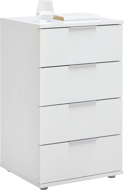 Modern Living Nachtkästchen Cuatro Weiß mit Schubladen und silbernen Akzenten, B/T/H: 42,0 x 46,0 x 79,0 cm - Bild 1