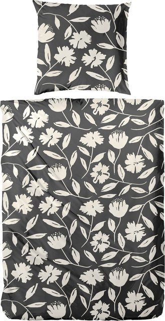 H.G. Hahn Bettwäsche Perkal aus Baumwolle Floral Grau - Bild 1