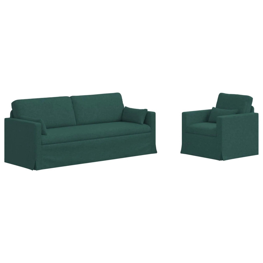 vidaXL Sofa 2-teilig Dunkelgrün Stoff mit Metallrahmen B/T/H: 198 x 78 x 80 cm und 78 x 78 x 80 cm - Bild 2