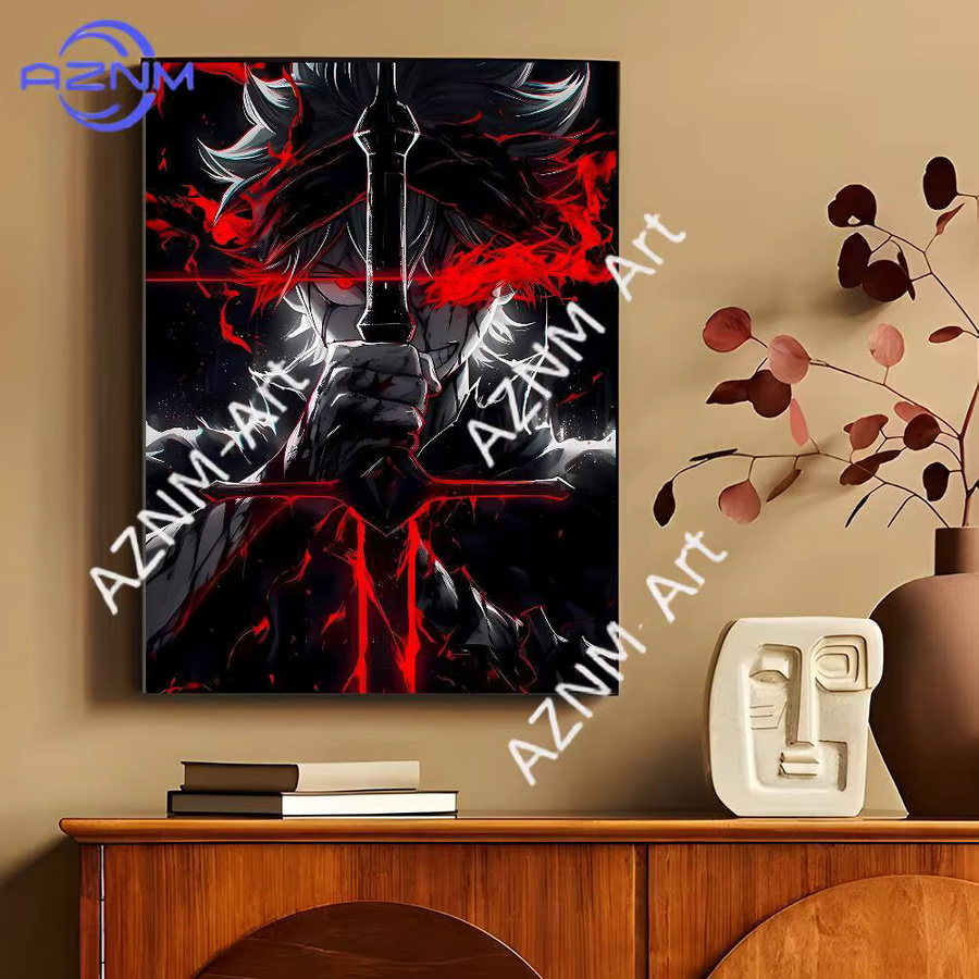 Japanisches Anime Poster Asta Demon Black Clover Vintage Wandkunst für dein Zuhause oder Arbeitszimmer in Schwarz - Bild 4