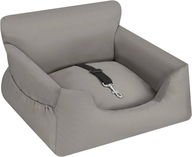 tectake Hundeautositz Milow Grau mit Sicherheitsleine und Befestigungsgurten, längenverstellbar, B/T/H: 55 x 50 x 29 cm - Bild 2