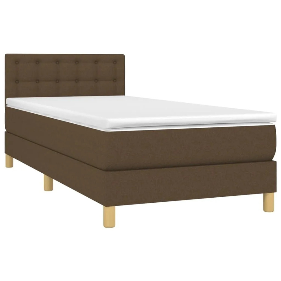 vidaXL Boxspringbett mit Matratze in Dunkelbraun, Hybridbett mit LED-Unterbettbeleuchtung und USB-Ladeport, B/T/H: 90 x 200 x 78 cm - Bild 2