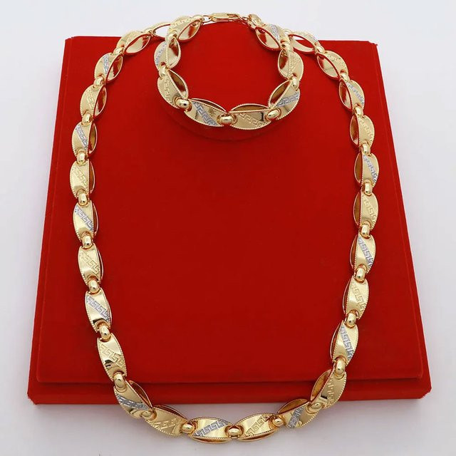 TSROUND Halskette und Armband, Bicolor, Gold, Zirkonia, 60 cm, Unisex - Bild 1