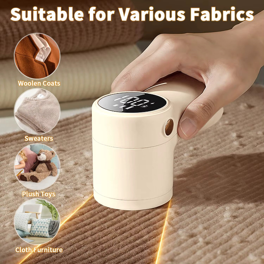 Untior Mini-Fusselrasierer mit LED-Digitalanzeige und 3 Geschwindigkeiten, wiederaufladbarer Fusselentferner für Kleidung in Schwarz oder Beige - Bild 5