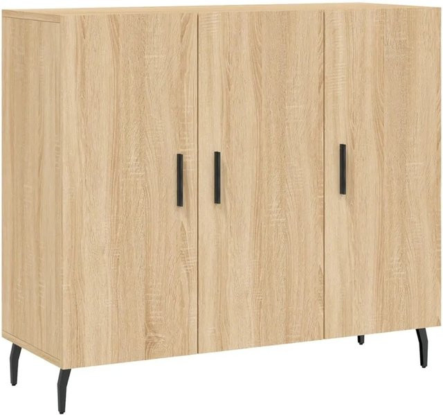vidaXL Sideboard Sonoma Eiche in Braun, modern aus Holzwerkstoff und Metall, B/T/H: 90 x 34 x 80 cm - Bild 1