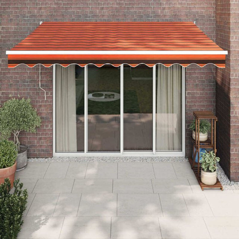 Einziehbare Markise von Vidaxl aus Aluminium und Polyester in Orange und Braun, B: 3,5 m x T: 2,5 m - Bild 1