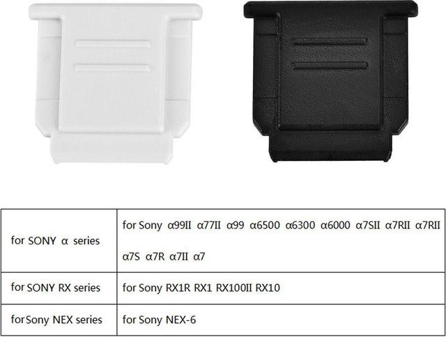 2er-Set Blitzschuh Schutzhüllen gegen Staub für Sony Kameras in Schwarz und Weiß - Bild 1