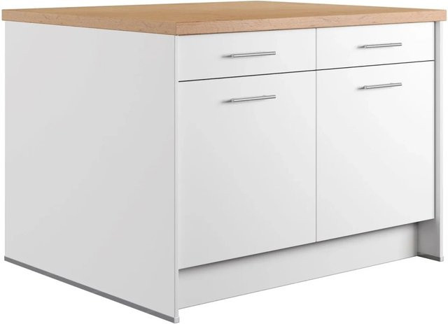 Kücheninsel Impuls Küchen IBZ4123L2 in Weiß mit Soft-Close-Türen und modernem Design, Breite: 123,4 cm - Bild 1