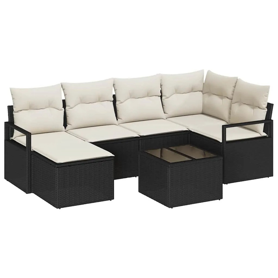 7-teiliges vidaXL Garten-Sofa-Set aus Poly-Rattan in Schwarz - Bild 2