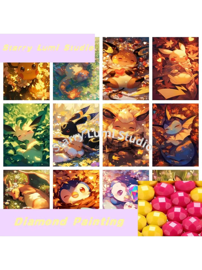 KAYOU Pokémon Diamant-Malset, rund, bunt - Bild 3