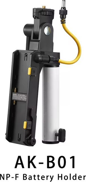Godox AK-B01 NP-F und AK-B02 V Mount Batterie Grip Halter in Schwarz für ML60, ML60II, BI, ML100BI und ML100R LED Lichter sowie Stative - Bild 1