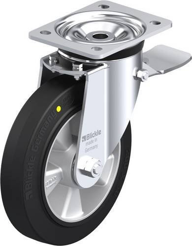 Blickle Lenkrolle LK-ALEV 200K-ST-EL mit Feststeller in Schwarz und Silber, Rad-Durchmesser: 20 cm, Tragfähigkeit: 500 kg - Bild 1