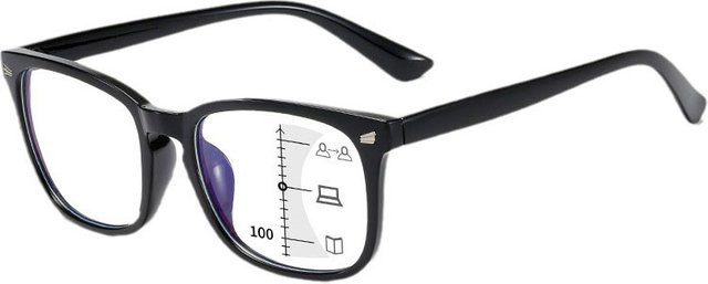 CHUANCHEN Lesebrille, Vollrand, rechteckig, Kunststoff, Schwarz, Unisex - Bild 1