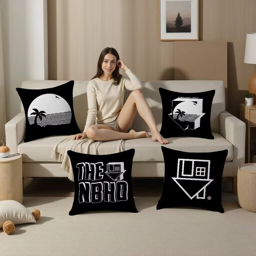 Kissenbezug Band The Neighborhood Schwarz, Dekokissenbezug für dein Sofa, B/B: 45 x 45 cm - Bild 3