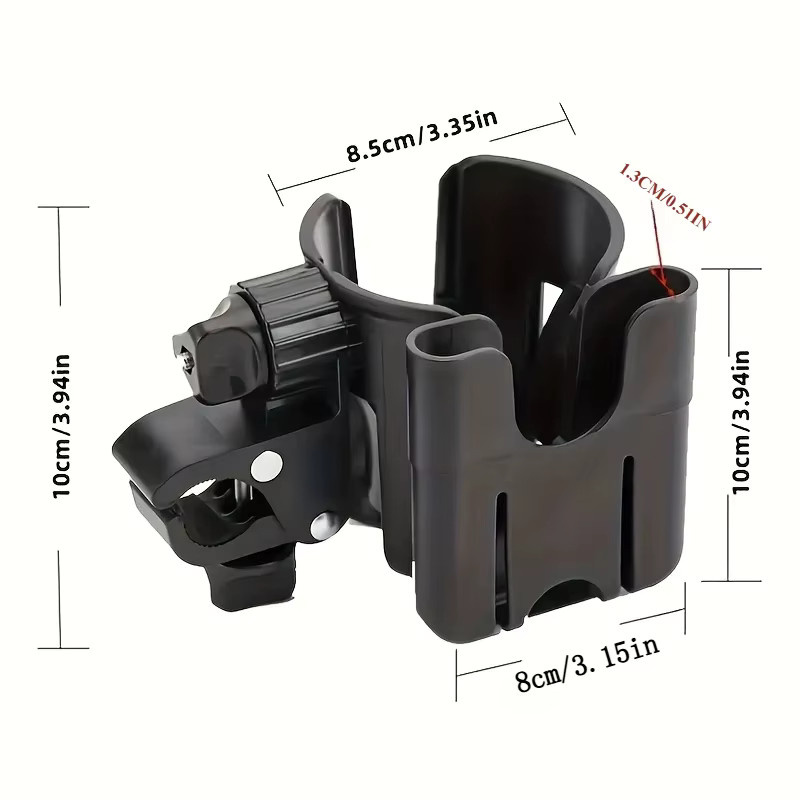 2-in-1 Universal-Kinderwagen-Getränkehalter mit Handyhalterung in Schwarz und Weiß für Kinderwagen und Rollstühle - Bild 4