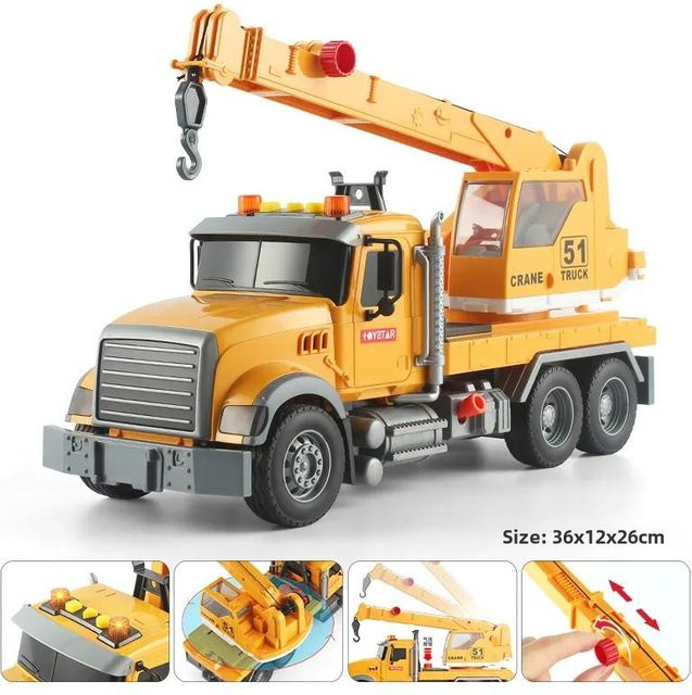 Binchi Keji Travel Abschleppwagen Spielset, Tieflader und Kran mit Rennwagen, mit Licht und Geräuschen, ab 4 Jahren - Bild 1