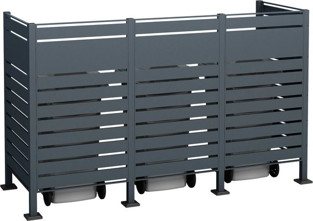 Westmann Mülltonnenverkleidung Planum 3er Box aus pulverbeschichtetem Stahl, Anthrazit, B/T/H: 80 x 240 x 150 cm - Bild 1