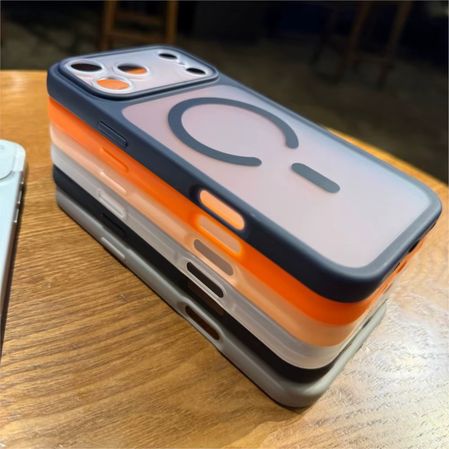 Original Matte 2 in 1 MagSafe Hülle Candy Translucent Armor Wireless Charging Cover für iPhone 17 Air, 16, 15, 14, 13 Pro Max in Orange Transparent - Bild 2