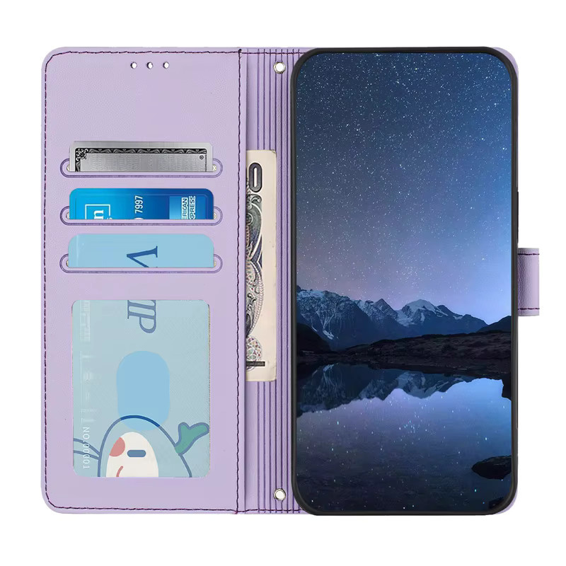 Doogee Note 56X Pro Leder Flip Wallet Hülle in Purple mit Anti-Diebstahl-Bürstenoptik - Bild 2