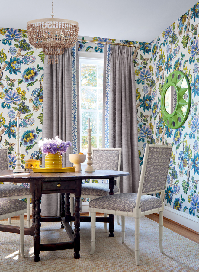 Anna French Tapete Stockbridge Botanicals Floral in Blau, Grün und Gelb, Non-Woven - Bild 1