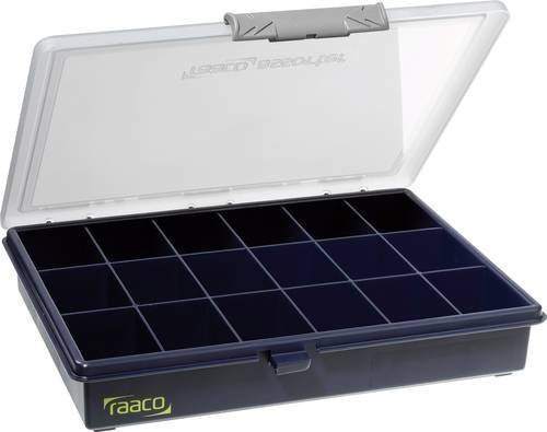 Raaco Assorter 5-18 Sortimentskasten mit 18 Fächern, Transparent Dunkelblau, B: 240 mm, T: 195 mm, H: 43 mm - Bild 1