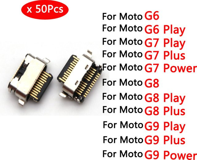 50 Stück Micro USB Ladeport Jack Stecker in Silber für Motorola Moto G5 G5s G6 G7 G8 G9 Plus und Moto G Play Reparaturteile - Bild 1