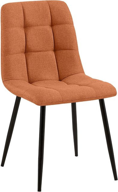 DELUKE Esszimmerstuhl FIGAD in Orange mit Steppmuster und Metallgestell, B/T/H: 45 x 55 x 84 cm - Bild 1