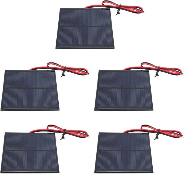 TOMTOP 5er Set Mini-Solarpanel Epoxid-Leistungsplatinenmodul mit DC5,5 V 160 mA und blauem Kabel - Bild 1