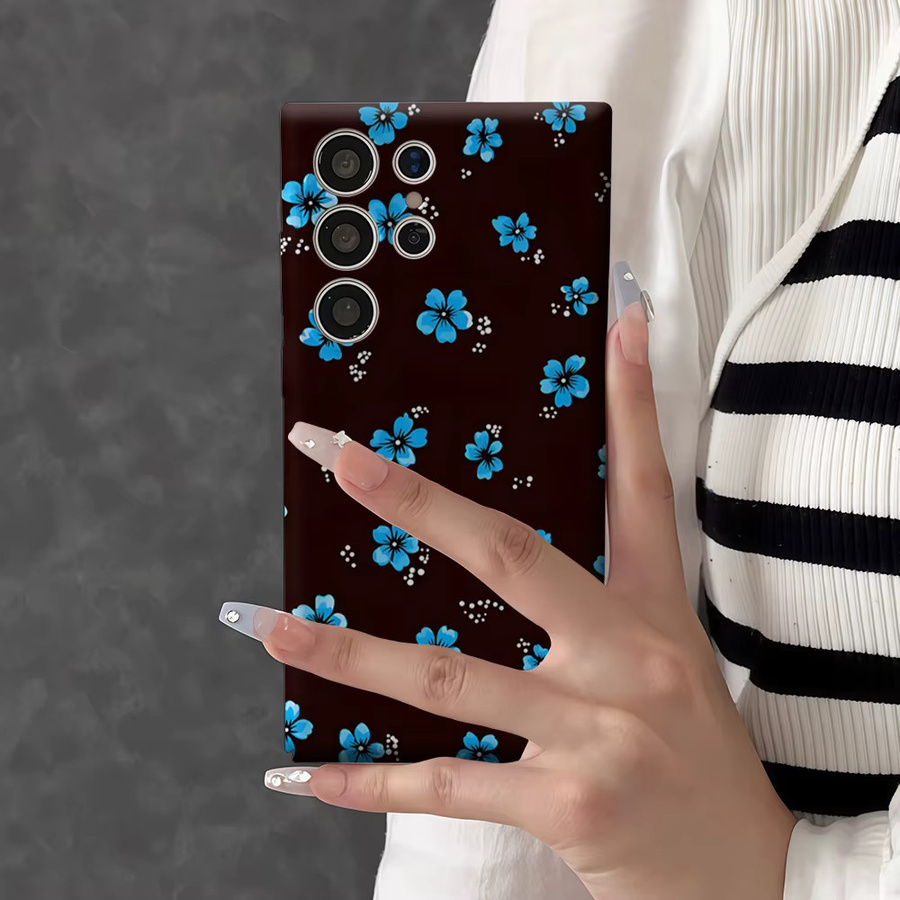 Stoßfeste Handyhülle mit blauem Retro-Blumenmuster für Samsung Galaxy S26 S25 S24 S23 Ultra Plus, robuste Doppelschicht-Schutzhülle - Bild 5