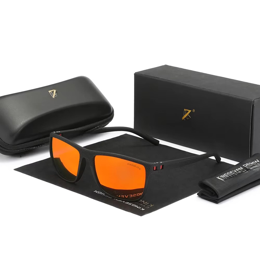 KINGSEVEN Sonnenbrille, Vollrand, rechteckig, orange, Unisex - Bild 2
