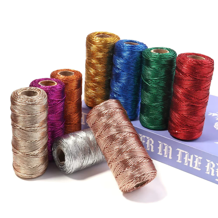 Tiparts Makramee Schnur Set in Gold und Silber für DIY Dekorationen, 100 Meter pro Rolle - Bild 2