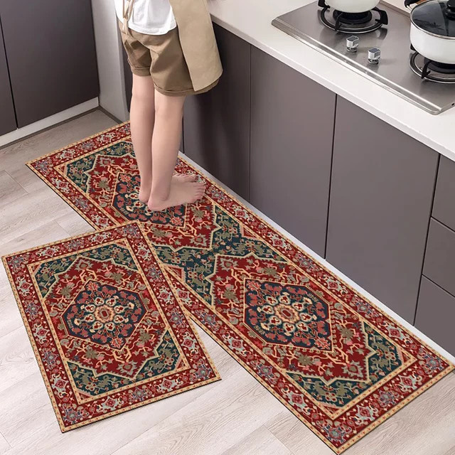 VIKAMA Moderne Retro-Fußmatte rutschfest und langlebig für Wohnzimmer, Küche oder Badezimmer - Bild 1