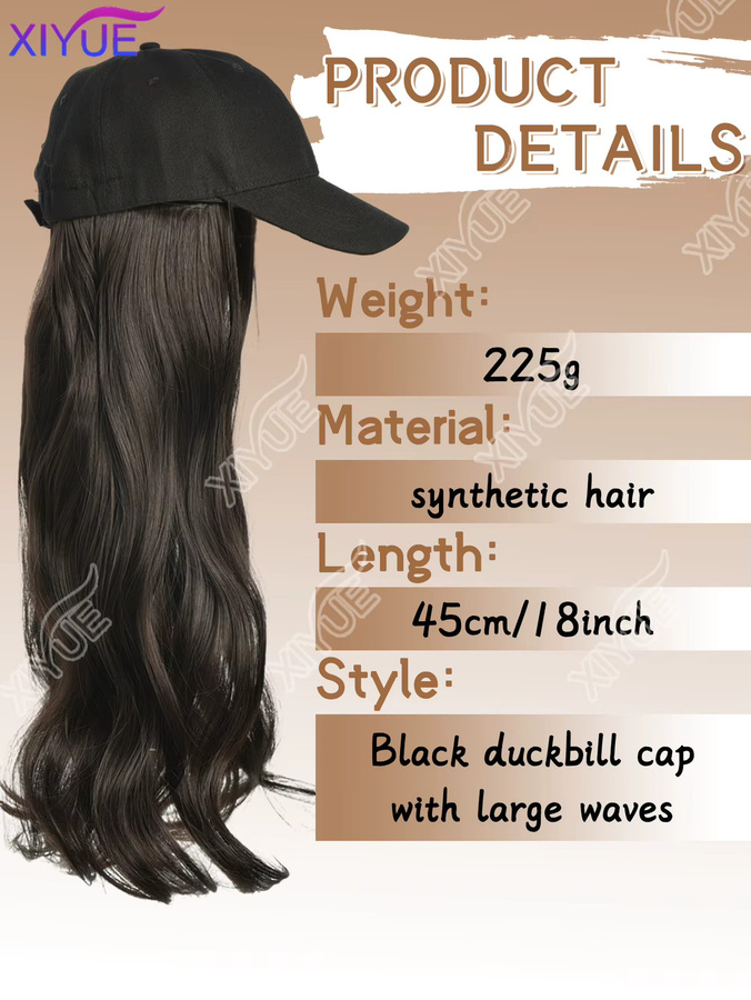 XIYUE Perücke, lang gewellt, synthetisch, schwarzbraun, Damen - Bild 2