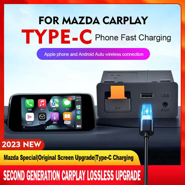 Guideforyou Wireless CarPlay und Android Auto Adapter via Type-C und Bluetooth für Mazda 2 3 6 CX30 CX5 CX8 CX9 MX5, Schwarz - Bild 1