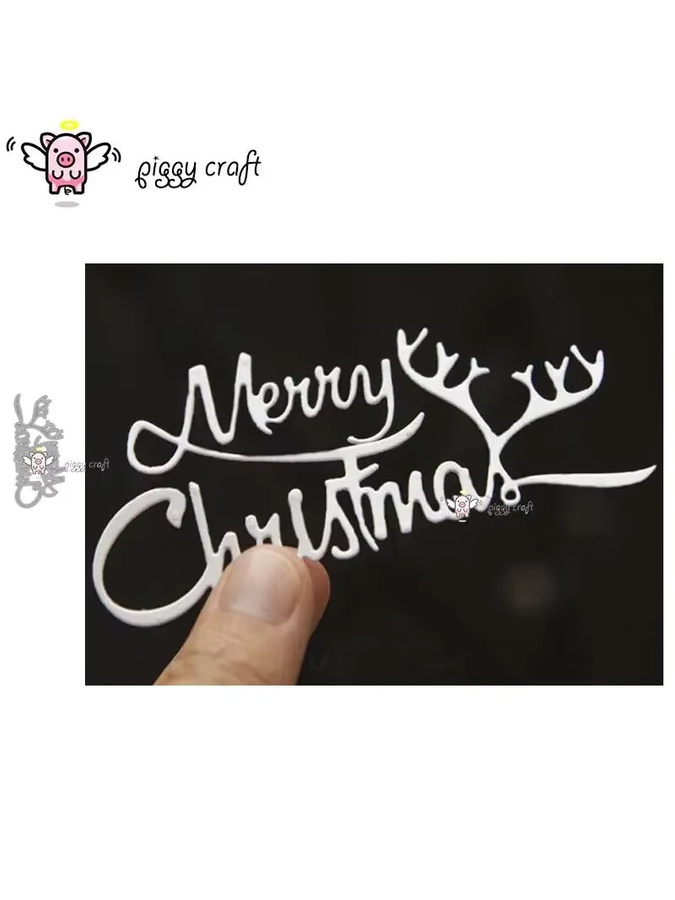Piggy Craft Metall-Stanzformen Frohe Weihnachten und Buchstaben für Scrapbook und Papierhandwerk - Bild 3