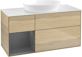 V&B Waschtischunterschrank Finion in Anthrazit mit Eichenoberfläche, Breite: 120 cm, Tiefe: 50,1 cm, Höhe: 50,1 cm - Bild 1