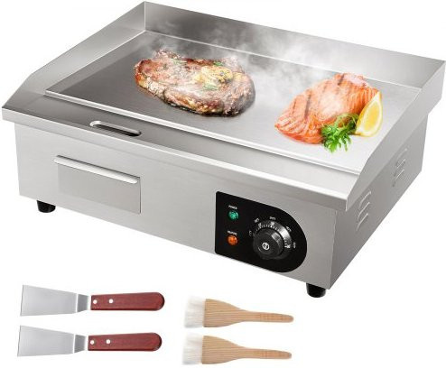 VEVOR Kommerzieller elektrischer Kontaktgrill 3000W Tisch-Griddle aus Edelstahl in Silber, B/T/H: 54,2 x 43,0 x 22,0 cm - Bild 1