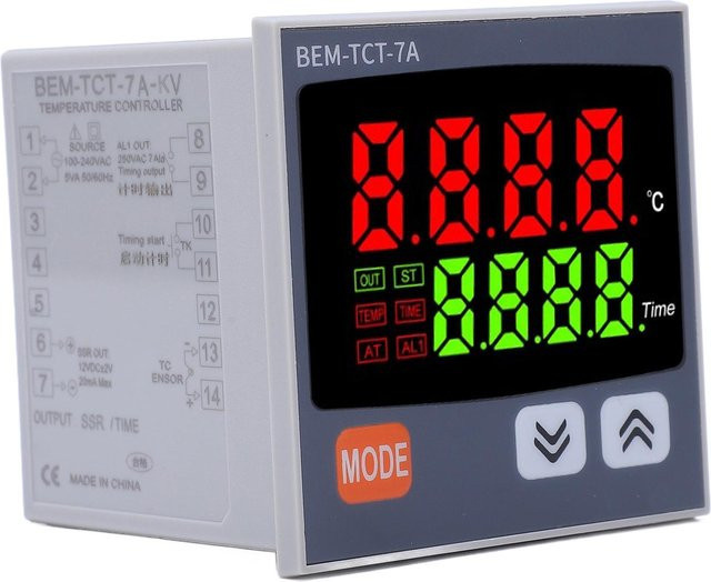 Painter Multifunktionaler Digitaler K-Typ Thermostat mit Zeitsteuerung für Transferpressen, Schwarz - Bild 1