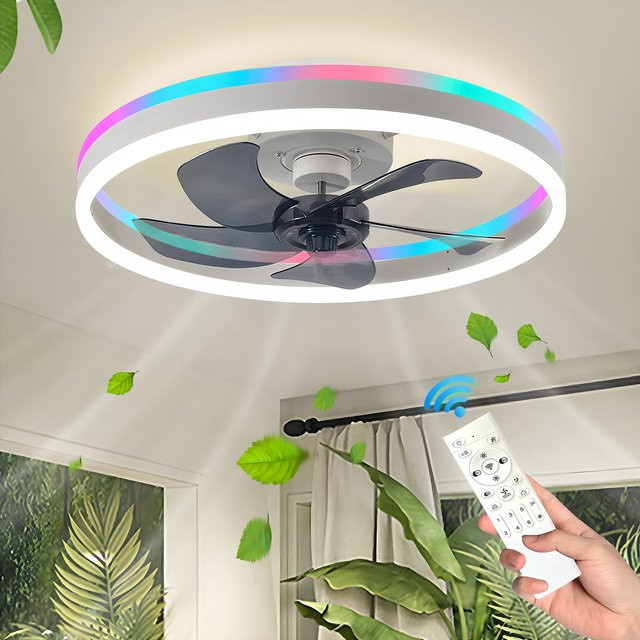 IRALAN Smart Deckenventilator mit RGB Licht und moderner Atmosphäre in Weiß und Multicolour - Bild 1