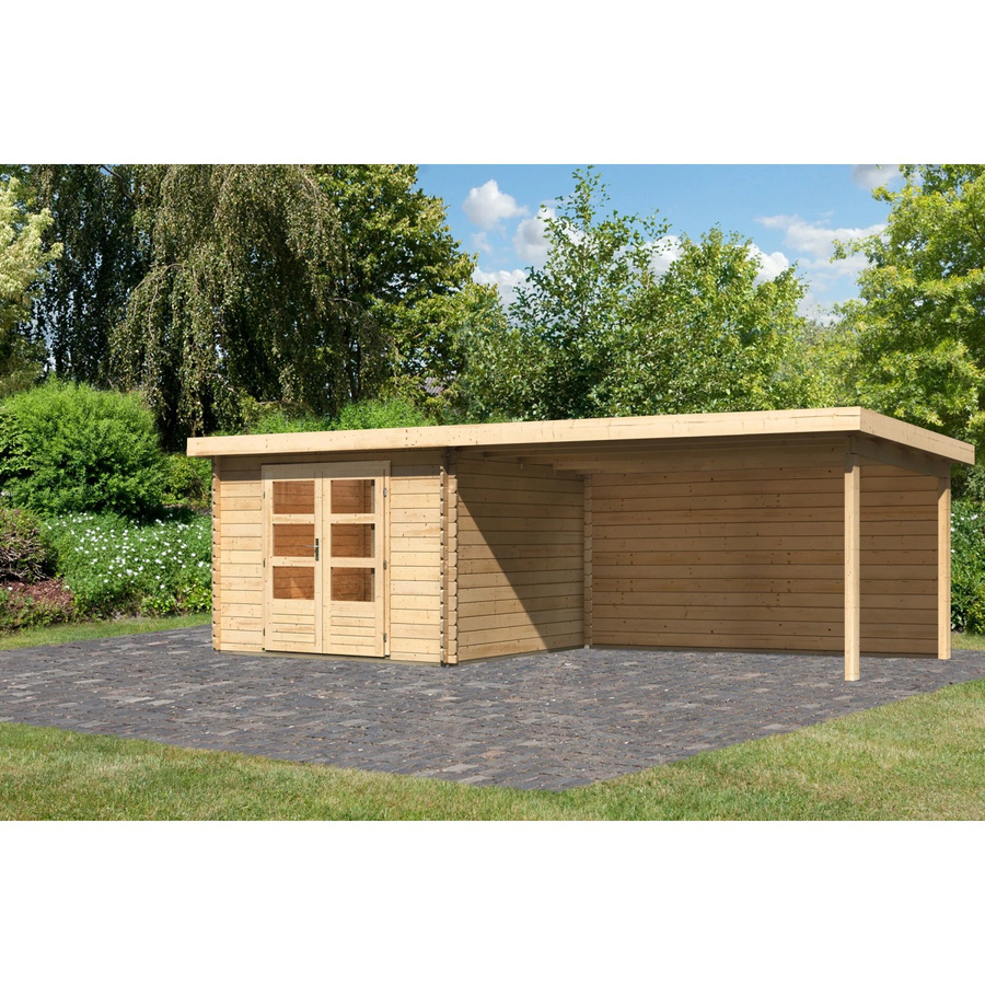 Karibu Holz-Gartenhaus Ängelholm in Natur mit Pultdach und Blockbohlenbauweise, B/T: 280 x 280 cm - Bild 2