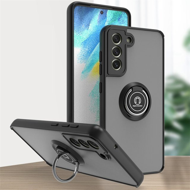 Stoßfeste magnetische Schutzhülle mit Ringhalter für Samsung Galaxy S25 S24 S23 S22 S21 S20 FE S10 S9 S8 Note 10 20 Ultra in Schwarz - Bild 1